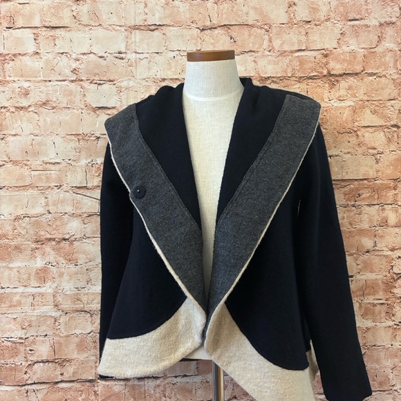 Anthropologie Rosie Neira color block, wool, hooded cardigan - Picture 8 of 10